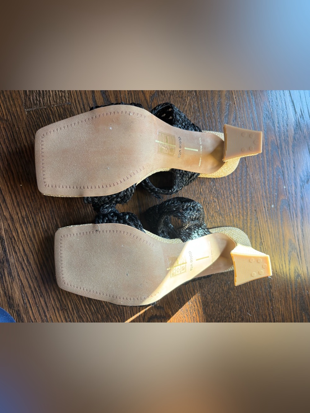 Dolce Vita Nyah Black Braided Double-Strap Heeled Sandals NWT Sz 8 Raffia - Picture 11 of 12